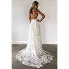 Load image into Gallery viewer, Custom &#39;Lace Beach&#39; size 0 new wedding dress back view on model

