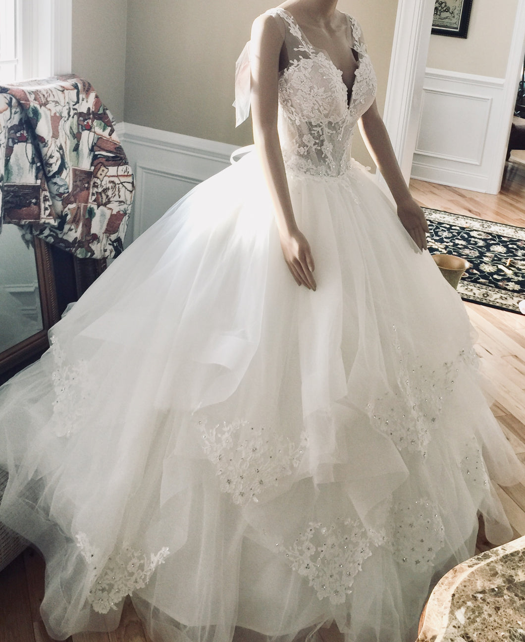 Pnina Tornai 'Love' size 12 new wedding dress side view on bride