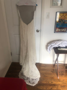 Watters 'Inez' size 6 used wedding dress back view on hanger