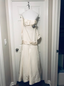 Priscilla of Boston 'Platinum Collection' size 4 used wedding dress front view on hanger