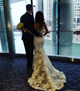 Mira Zwillinger 'Sammy' size 4 used wedding dress back view on bride
