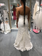 Load image into Gallery viewer, Oleg Cassini &#39;Sweetheart Beaded Lace&#39; size 6 sample wedding dress back view on bride
