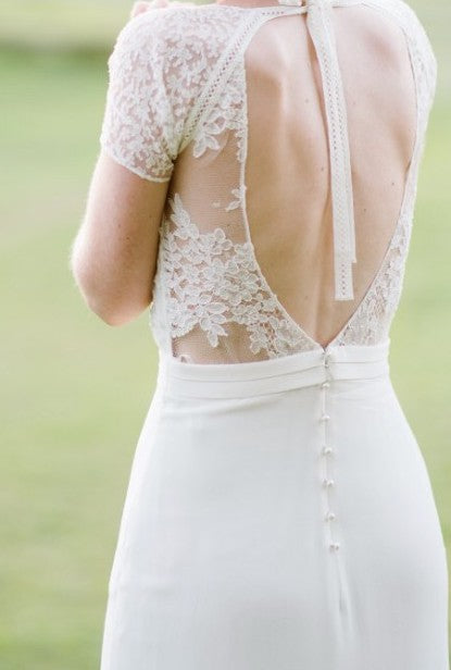 Laure de Sagazan 'Beauregard' size 2 used wedding dress back view on bride
