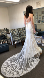 Jasmine 'V-neck' size 6 new wedding dress back view on bride