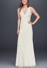 Load image into Gallery viewer, Galina &#39;Flower Lace V-Neck&#39; size 8 new wedding dress front view on model
