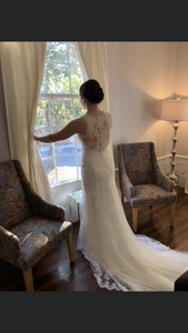 Essense of Australia 'ESSD2174' size 12 used wedding dress back view on bride