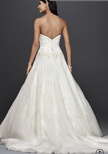 Oleg Cassini 'Satin' size 14 new wedding dress back view on model