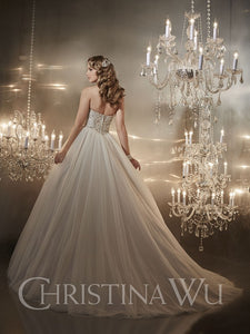 Christina Wu '15553' size 8 sample wedding dress back view on model
