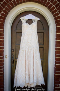 Casablanca 'sea breeze ' wedding dress size-12 PREOWNED