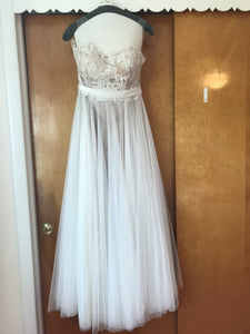 Watters 'Penelope' size 6 used wedding dress front view on hanger