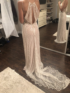 Alon Livne 'Angel' size 6 sample wedding dress back view on bride