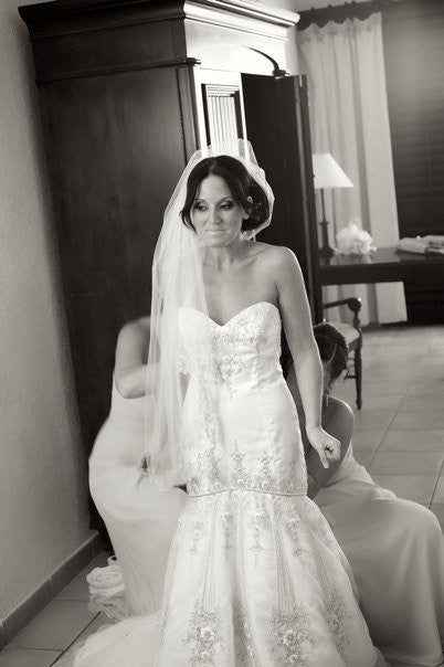 Lazaro Dropped Waist Beaded Mermaid Wedding Dress - Lazaro - Nearly Newlywed Bridal Boutique - 1