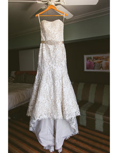 Ian Stuart 'Lollobrigida' size 8 used wedding dress front view on hanger