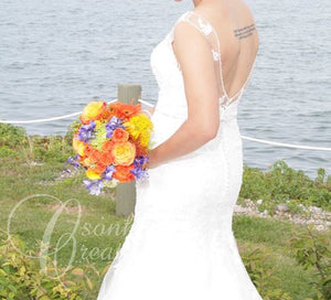 Elle Mariee 'Kara' size 14 used wedding dress back view on bride