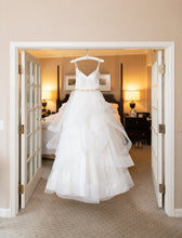 Load image into Gallery viewer, Matthew Christopher &#39;Arabella&#39; size 12 used wedding dress front view on hanger
