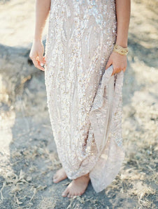 Elie Saab Light Taupe Fully Sequined Wedding Dress - Elie Saab - Nearly Newlywed Bridal Boutique - 3