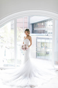Tony Ward 'Mae' size 0 used wedding dress front view on bride