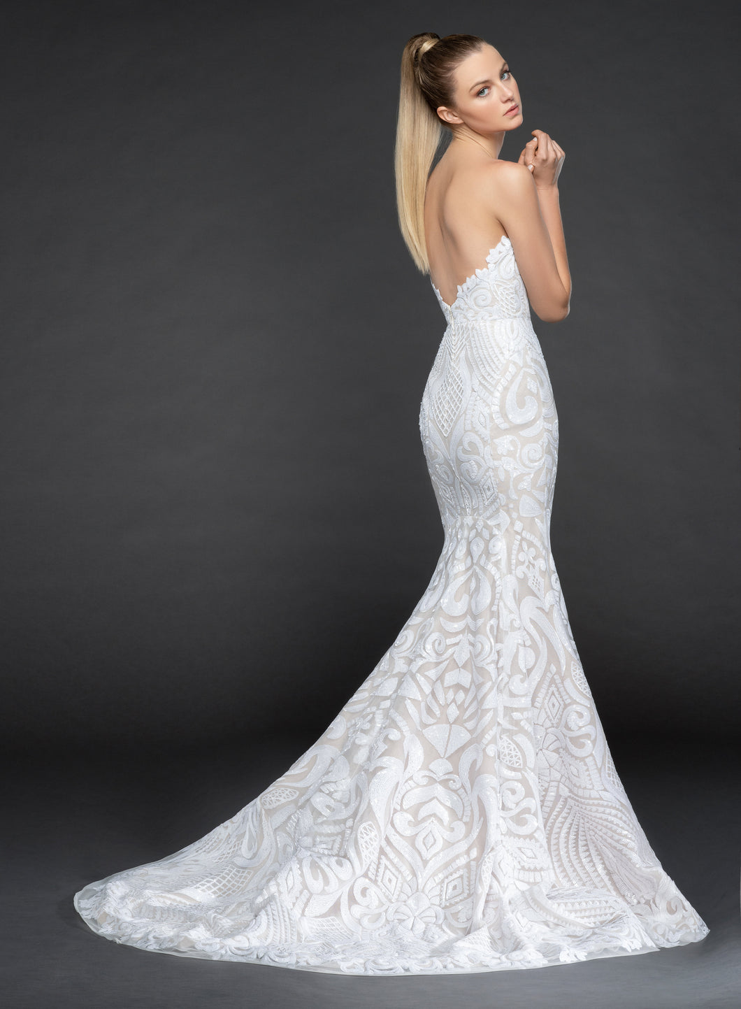 Hayley Paige 'Safyr' size 8 new wedding dress back view on model