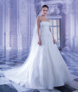 Demetrios '562' size 4 used wedding dress front view on model