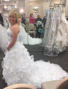 Galina Signature 'Strapless Organza' size 6 new wedding dress side view on bride