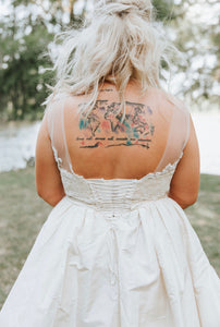 Amsale 'Ryan' size 12 used wedding dress back view on bride