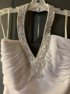 David's Bridal 'Satin' size 4 new wedding dress front view on hanger