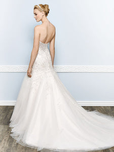 Kenneth Winston '1656' size 6 used wedding dress back view on model
