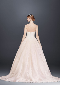 Oleg Cassini 'Strapless Petite' size 12 new wedding dress back view on model