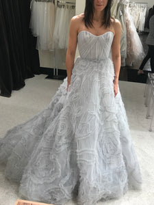 Jim Hjelm '8760' size 2 sample wedding dress front view on bride