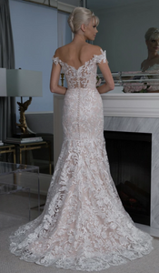 Romona Keveza 'Legends' size 8 new wedding dress back view on model