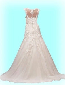 David's Bridal 'Tulle Cap Sleeve Petite Mermaid 7WG3911'