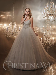 Christina Wu '15553' size 8 sample wedding dress front view on model