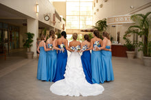 Load image into Gallery viewer, Oleg Cassini &#39;CT291&#39; size 6 used wedding dress back view on bride
