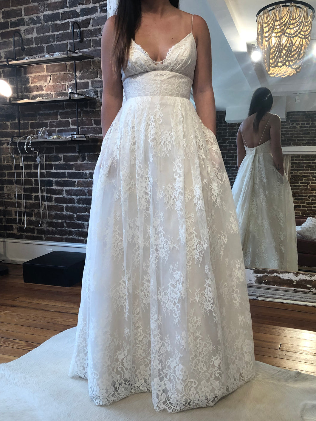 Lea Ann Belter 'Luna' size 14 new wedding dress front view on bride