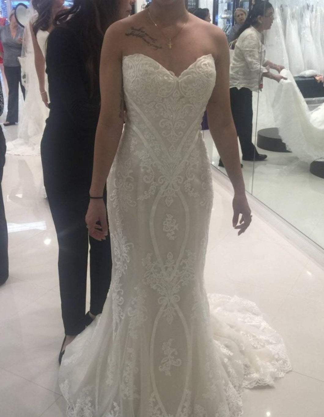 Leggenda Bridal 'Strapless' size 4 new wedding dress front view on bride