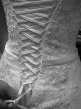 Load image into Gallery viewer, Maggie Sottero &#39;Beaded&#39; size 8 used wedding dress back view of lace up

