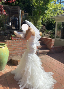 David's Bridal 'Organza Mermaid Dress with Ruffles' wedding dress size-02 SAMPLE