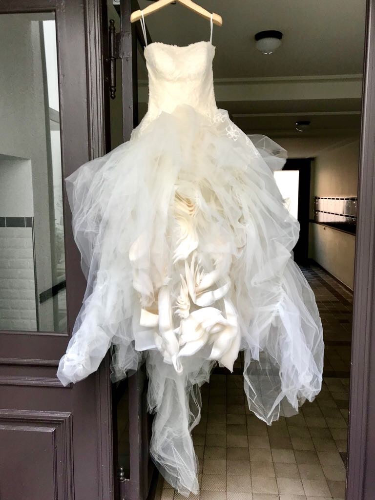 Vera Wang 'Ophelia' size 8 new wedding dress front view on hanger