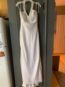 David's Bridal 'Satin' size 4 new wedding dress back view on hanger