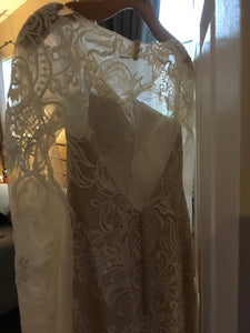 Oleg Cassini 'Champagne' size 4 new wedding dress back view close up
