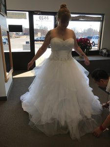 David's Bridal 'Jewel Strapless' size 12 new wedding dress front view on bride
