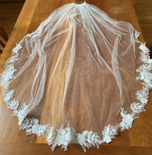 Load image into Gallery viewer, Melissa Sweet &#39;Embroidered Illusion Cap Sleeve Sheath MS251199&#39; &amp; Veil
