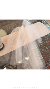 Pronovias 'Sweetheart Sparkle Princess' size 6 used wedding dress view of veil