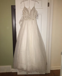 Galina Signature 'Sheer Beaded' size 6 new wedding dress front view on hanger