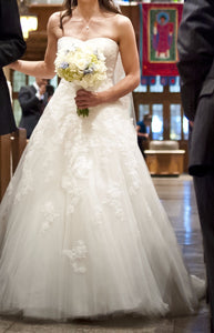 Pronovias 'Alcanar' size 2 used wedding dress front view on bride