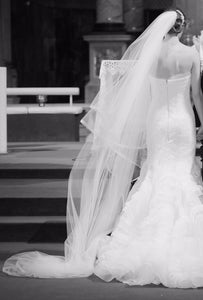 Vera Wang 'Leda' size 0 used wedding dress back view on bride