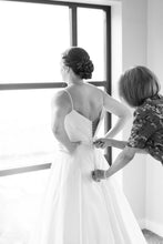 Load image into Gallery viewer, Amsale &#39;Rowan&#39; size 12 used wedding dress back view on bride
