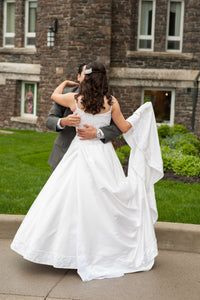 Demetrios 'Illissa' size 8 used wedding dress back view on bride