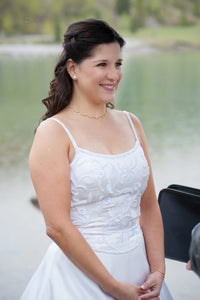Demetrios 'Illissa' size 8 used wedding dress side view on bride
