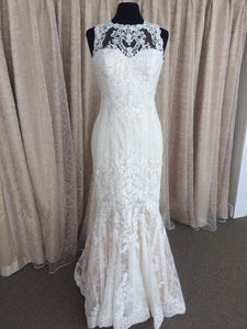 Pronovias 'Aura' size 6 sample wedding dress front view on mannequin